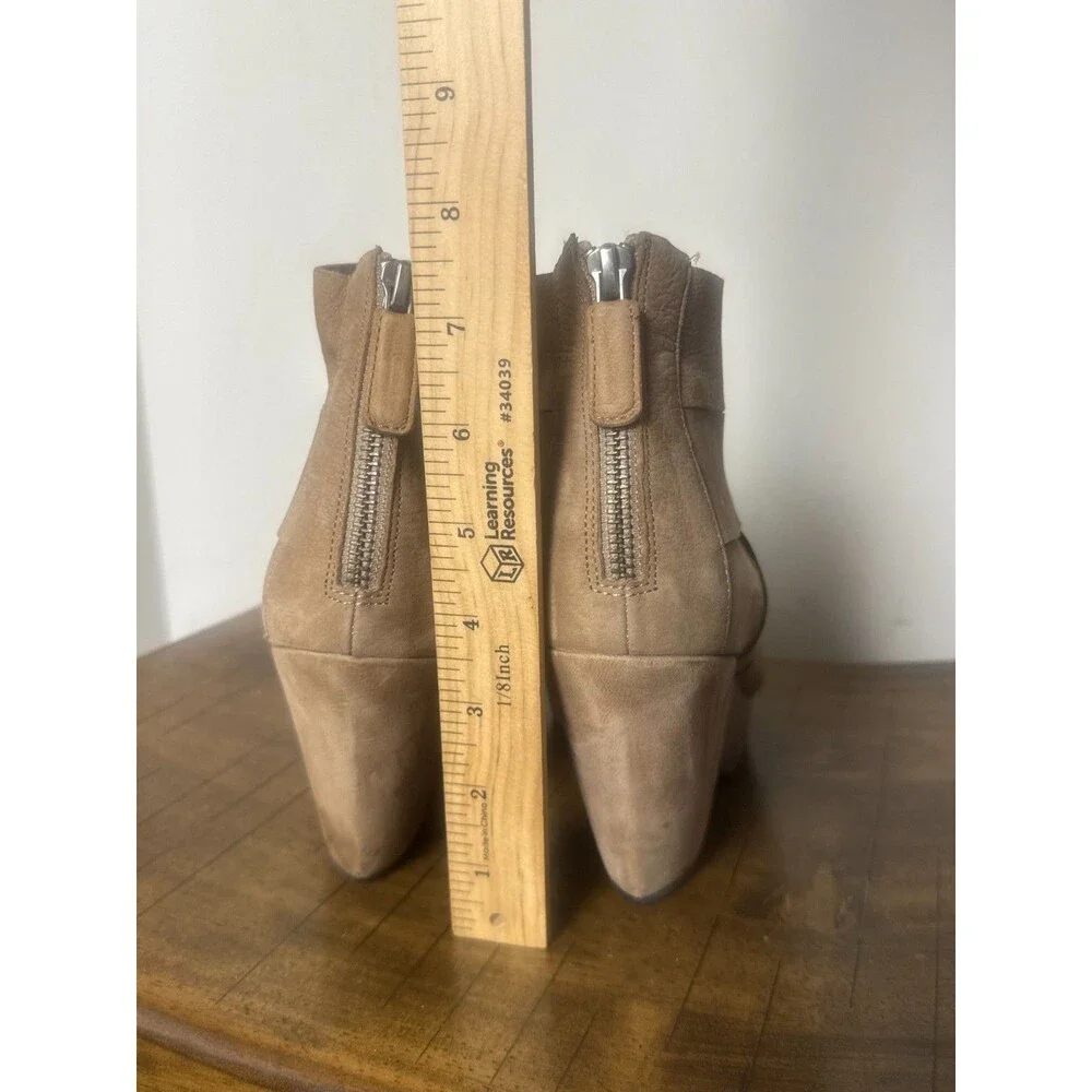 Eileen Fisher Women’s 9 Tan Leather Ankle Boots Wedge Booties Modern Minimalist